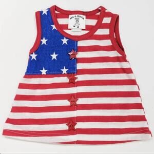 Vintage Rag-A-Muffin Tank Top Baby Girls Size 6m USA Flag Shirt